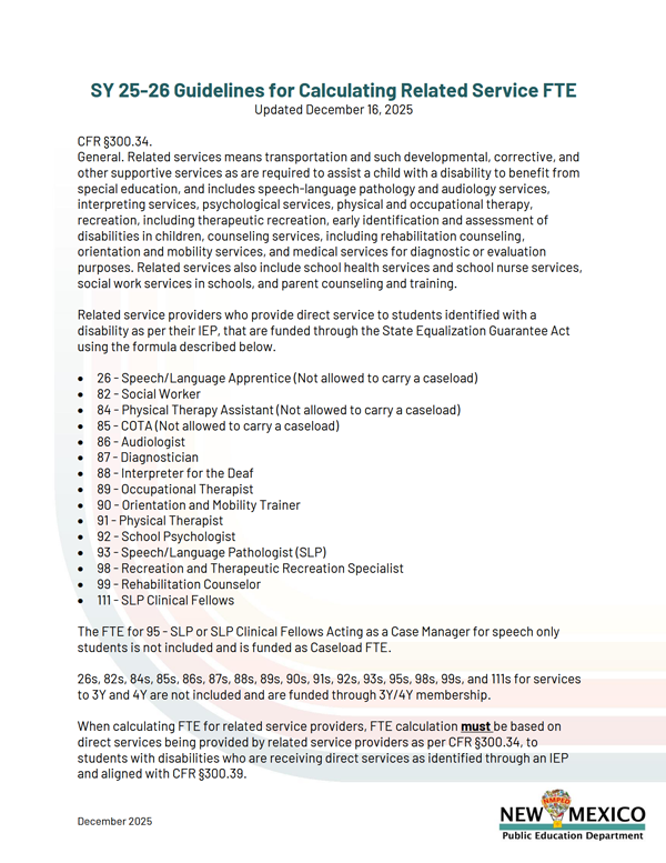 New Mexico Early CHildhood Outcomes Guidance Document